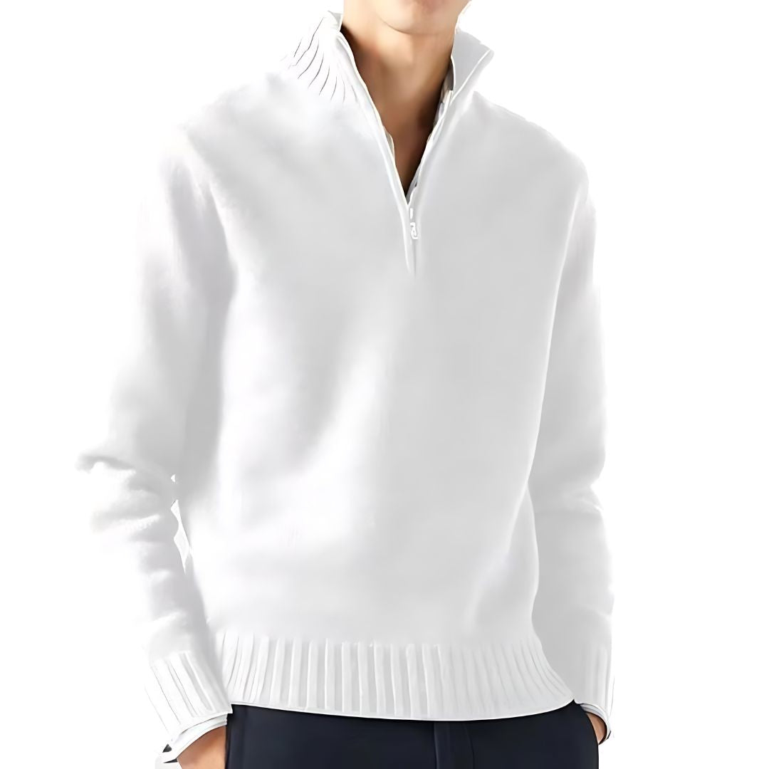 Men’s Half-Zip Sweater | Ribbed Knit Pullover | Warm Casual Layer