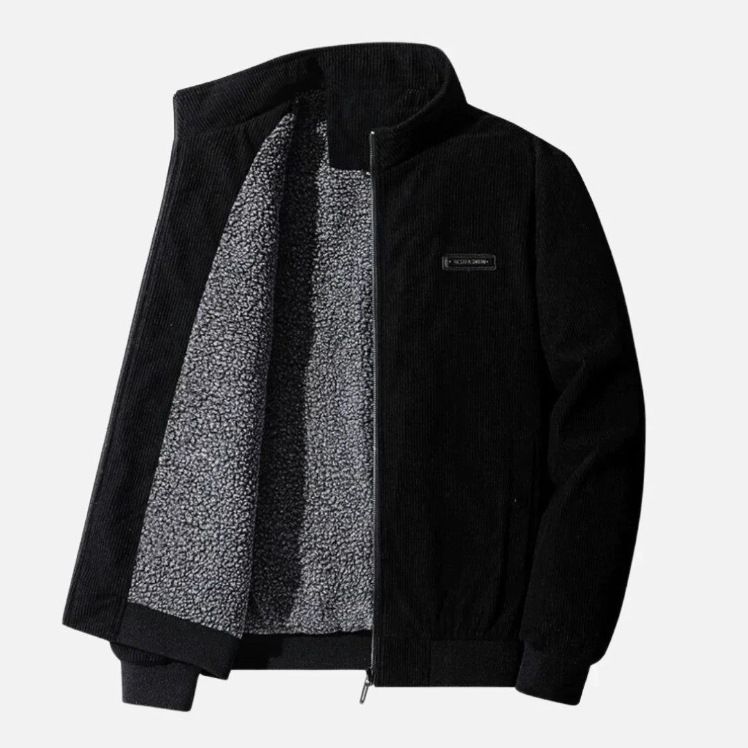 Corduroy Fleece-Lined Jacket | Zip-Up Bomber Style | Warm Casual Outerwear