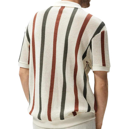 Men’s Striped Knit Polo Shirt | Short Sleeve Retro Style | Casual Summer Top Canada