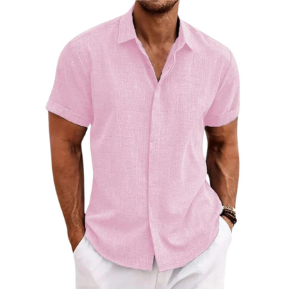 Men’s Linen Blend Short Sleeve Shirt | Breathable Summer Button-Up | Casual Canada