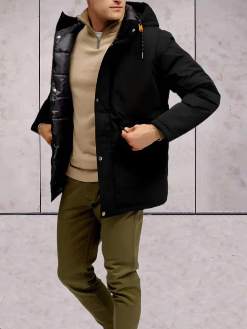 Men’s Hooded Puffer Jacket | Wind-Resistant Outer Shell | Midweight Layering Staple