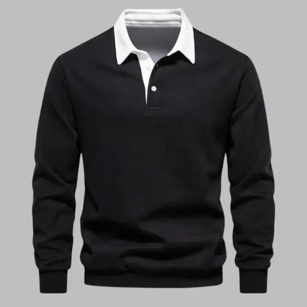 Men's Polo Collar Sweatshirt | Soft Knit Blend | Casual Smart-Layer