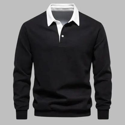 Men's Polo Collar Sweatshirt | Soft Knit Blend | Casual Smart-Layer