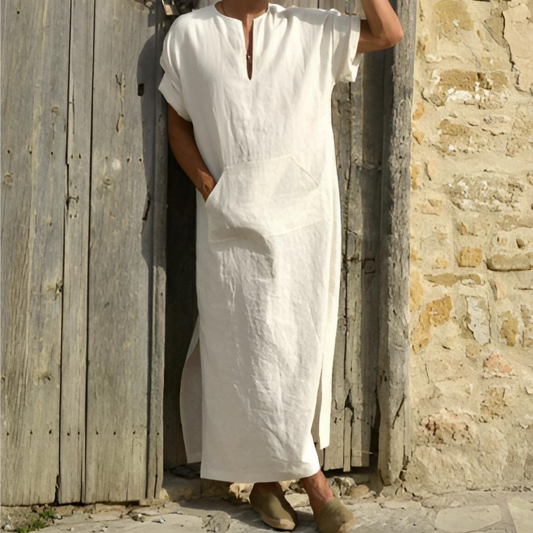 Men’s Long Kaftan Tunic | Linen Blend | Relaxed Fit