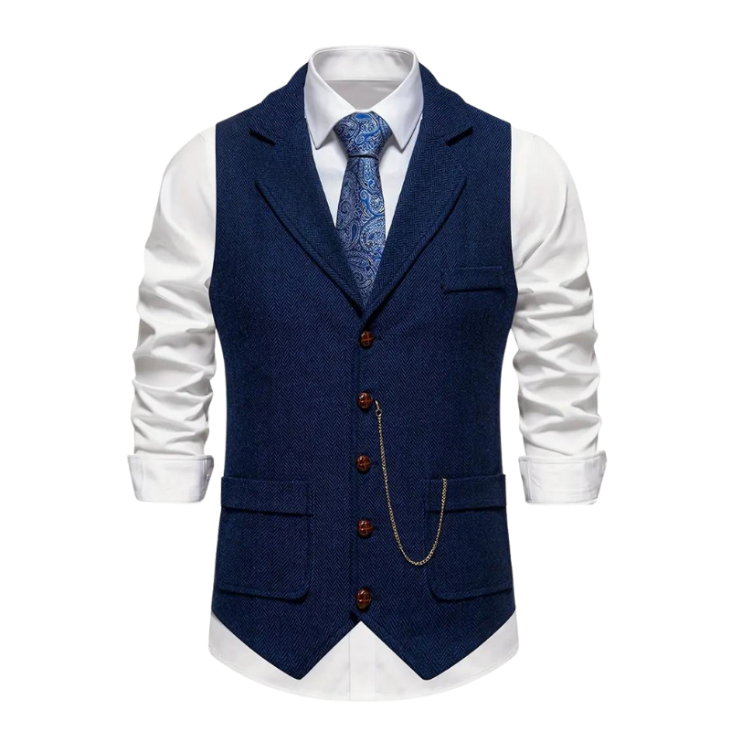 Men’s Tweed Vest | Herringbone Waistcoat | Classic Formal Layer