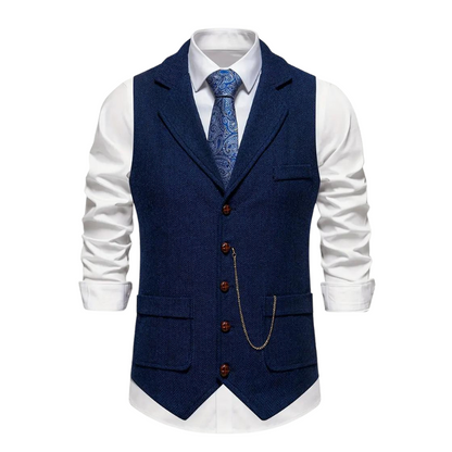 Men’s Tweed Vest | Herringbone Waistcoat | Classic Formal Layer