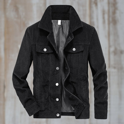 Men’s Corduroy Trucker Jacket | Button-Up with Flap Pockets | Midweight Fall Layer