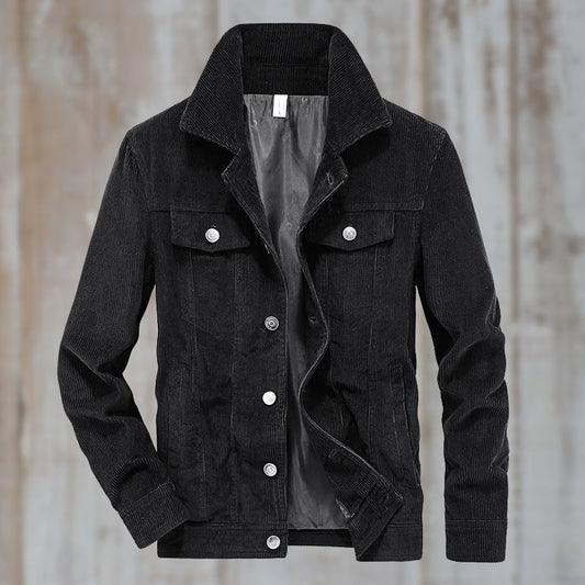Men’s Corduroy Trucker Jacket | Button-Up with Flap Pockets | Midweight Fall Layer