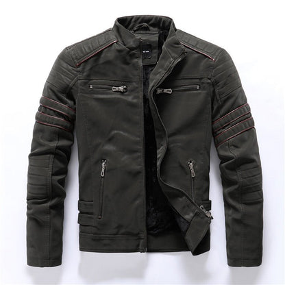 Men's Biker-Style Faux Leather Jacket | Slim Fit | Moto-Inspired Design