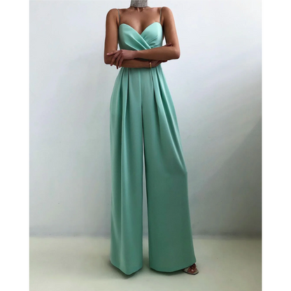 Strapless Pleated Jumpsuit | Wide-Leg Silhouette | Elegant Evening One-Piece