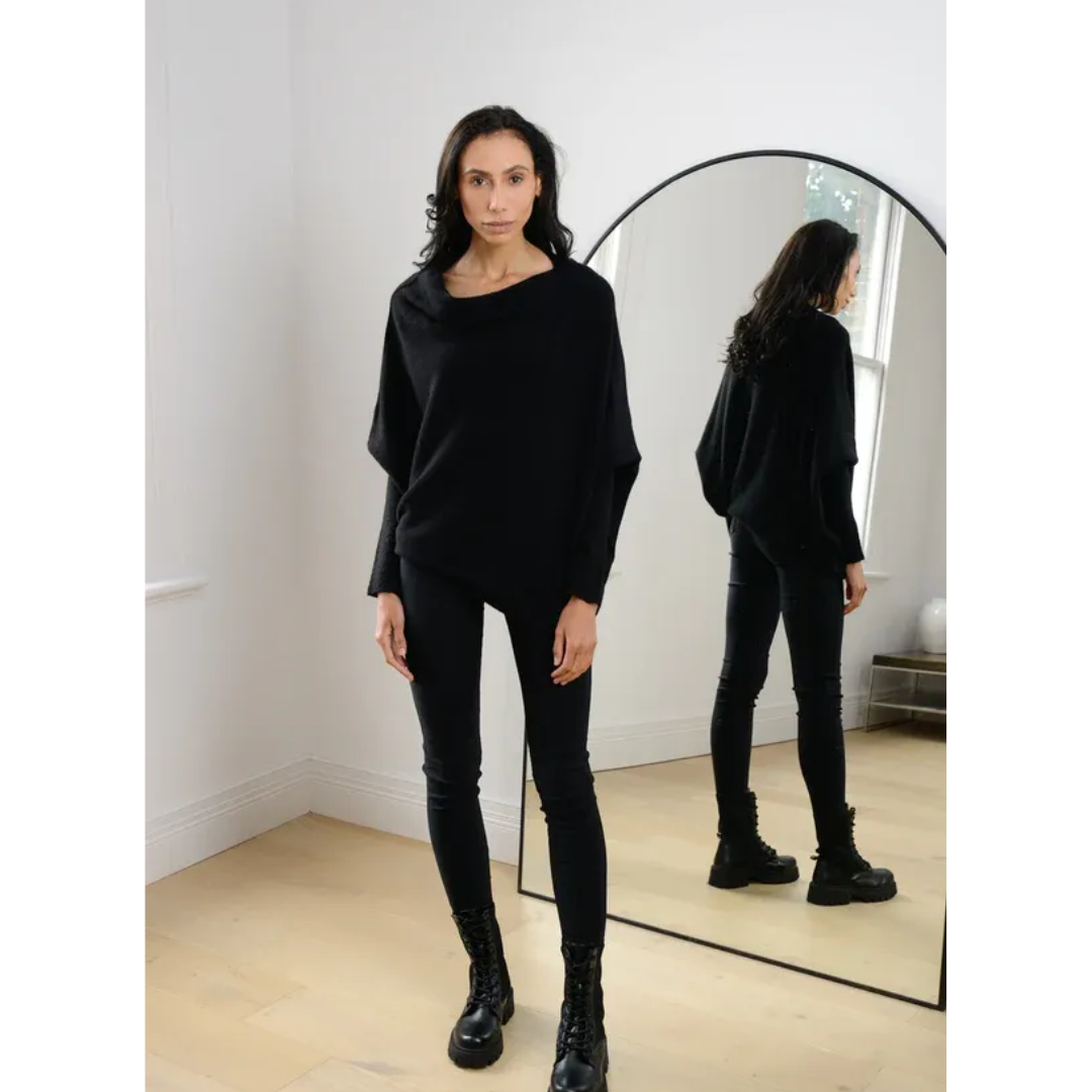 Asymmetric Slouch Sweater | Off-Shoulder Knit | Relaxed Fit Pullover Top