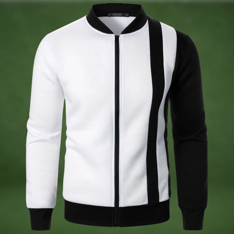 Men’s Colourblock Zip-Up Knit Jacket | Sporty Contrast Design | Lightweight Streetwear Layer