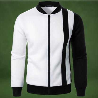 Men’s Colourblock Zip-Up Knit Jacket | Sporty Contrast Design | Lightweight Streetwear Layer