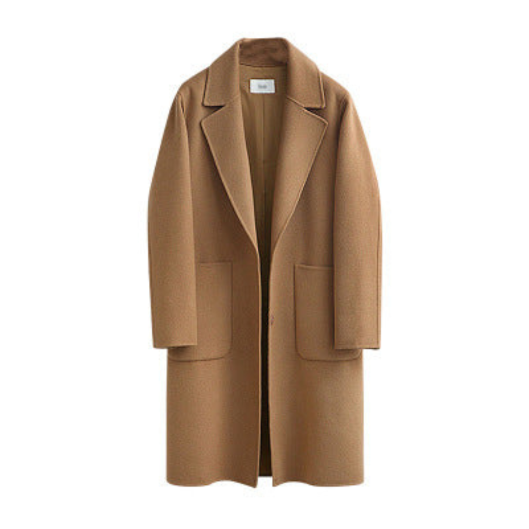 Long Wool-Blend Overcoat | Single-Breasted Classic | Tailored Cold-Weather Layer