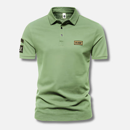 Men’s Polo Shirt | Military Patch Short Sleeve Top | Casual Canada