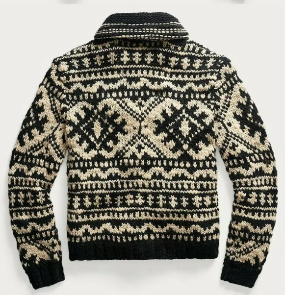 Cowichan-Style Knit Zip Cardigan | Heavyweight Wool Blend | Classic Winter Pattern