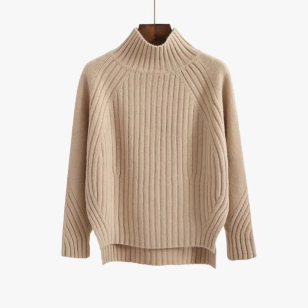 Ribbed Knit Turtleneck Sweater | High-Low Hem | Cozy Fall Essential