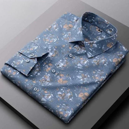 Men’s Printed Dress Shirt | Slim Fit Button-Down | Modern Casual Office Wear