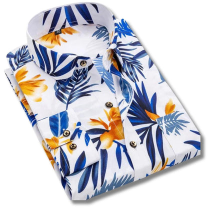 Men’s Slim Fit Dress Shirt | Anchor Print | Contrast Collar & Cuffs