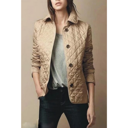 Tailored Quilted Jacket | Lightweight Diamond Stitch | Button-Up Transitional Layer