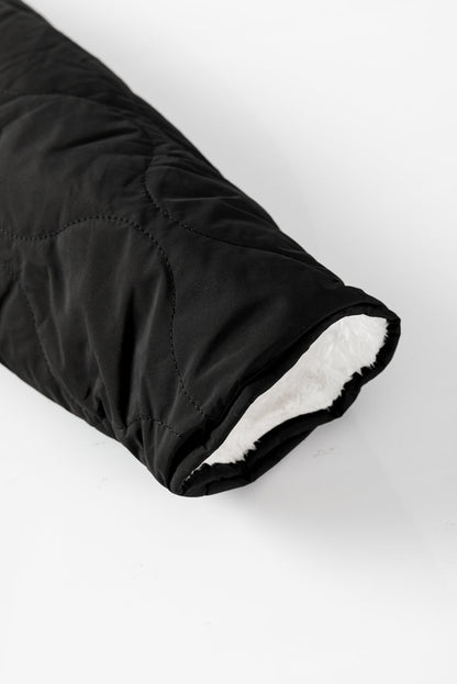 Reversible Quilted Jacket | Sherpa Lining | Snap-Button Closure | Versatile Warmth