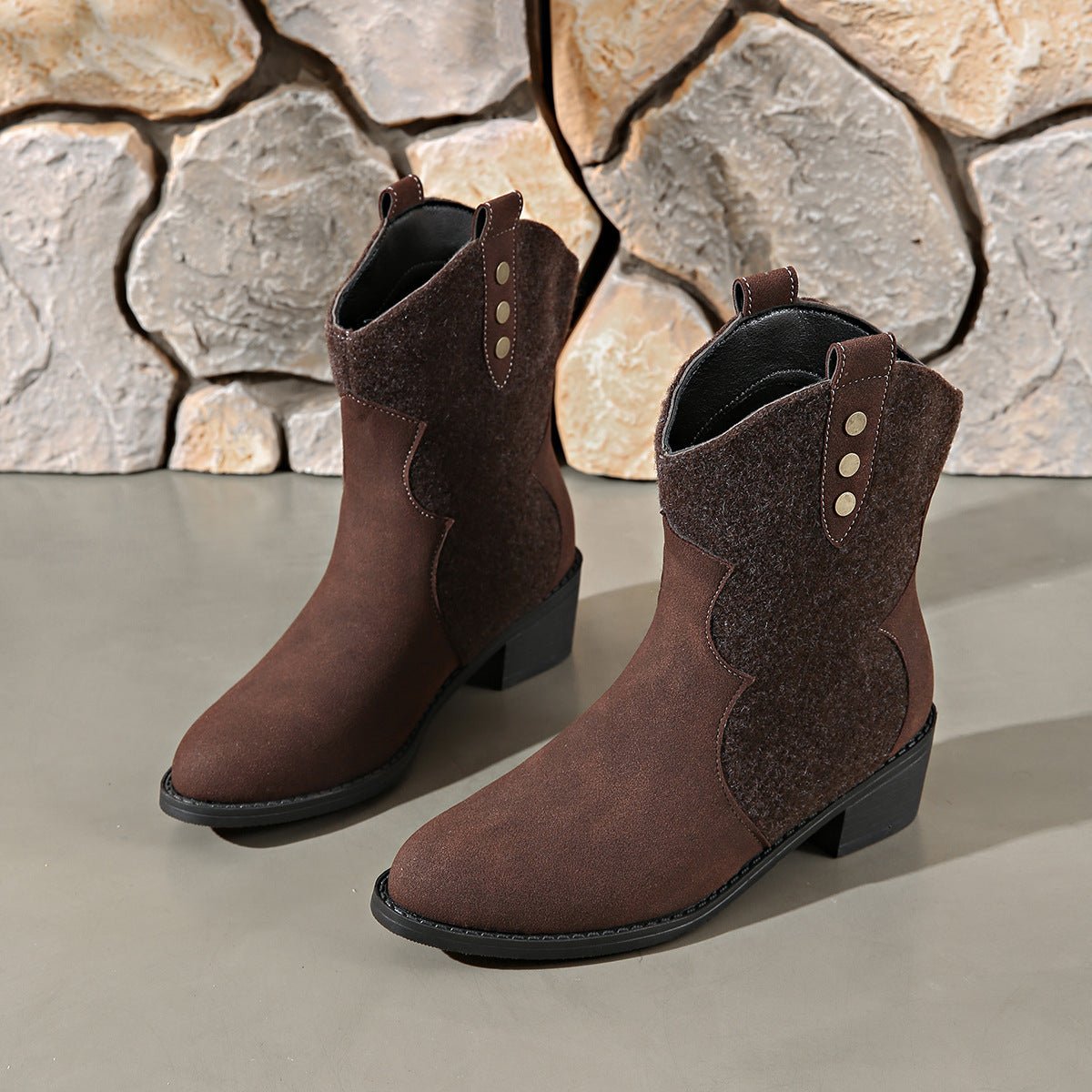 Western Ankle Boots | Faux Suede | Low Heel | Everyday Style