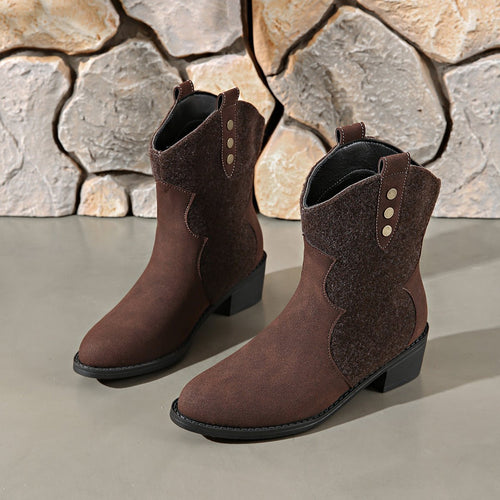 Western Ankle Boots | Faux Suede | Low Heel | Everyday Style
