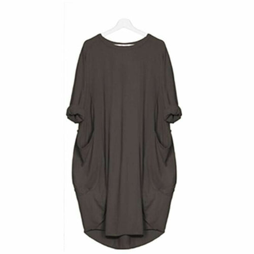 Relaxed Batwing T-Shirt Dress | Soft Cotton Blend | Side Pockets