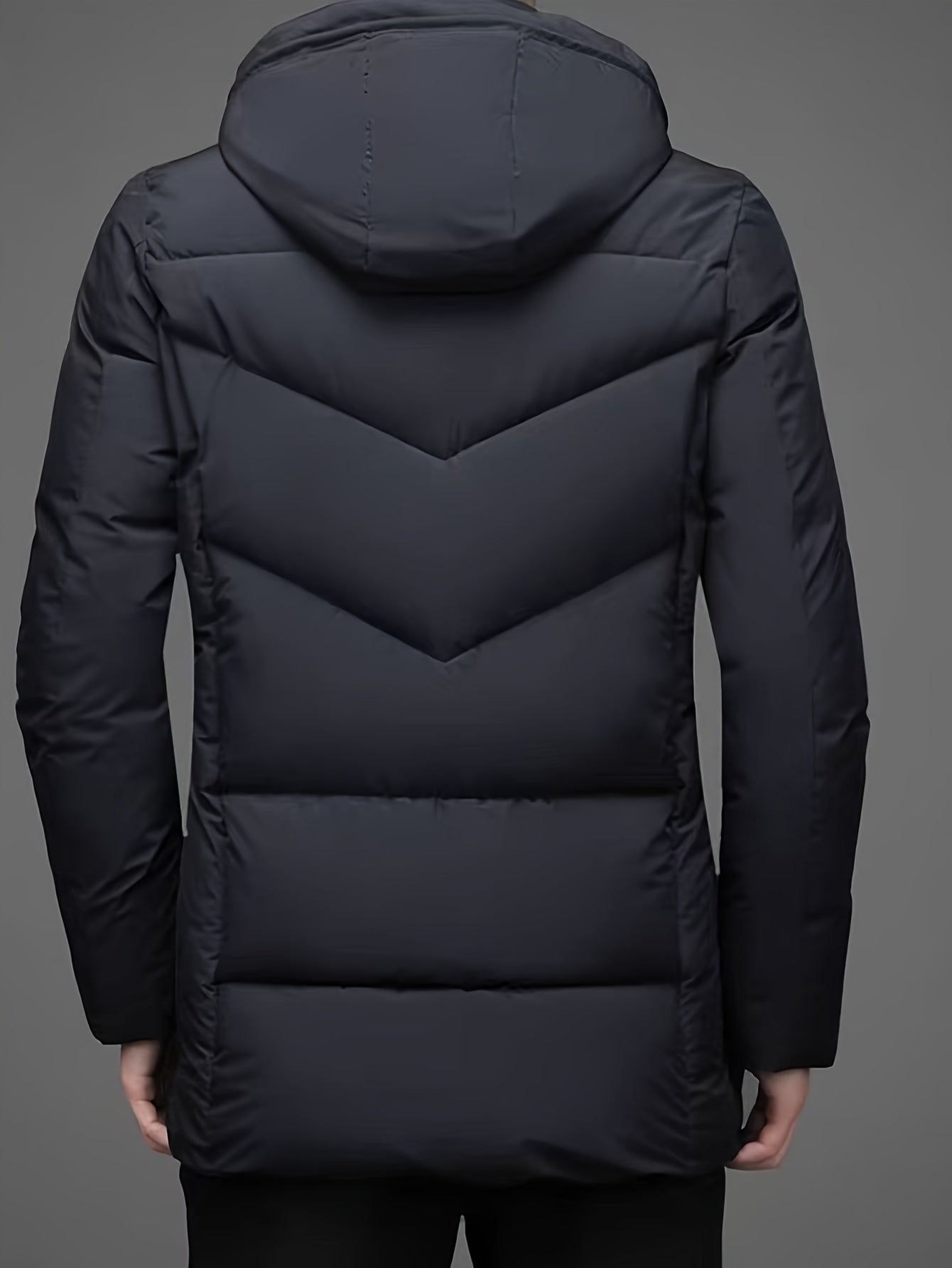 Men's Mid-Length Puffer Jacket | Removable Hood | Insulated Winter Coat