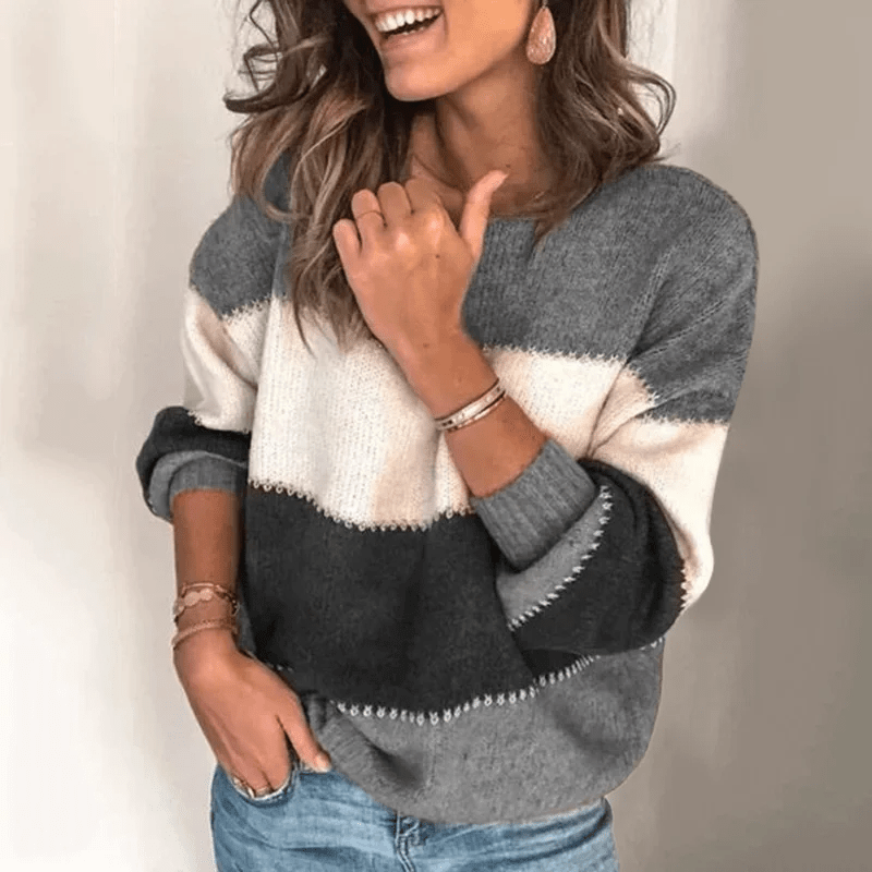 Striped Knit Sweater | Earthy Tones | Soft Acrylic Blend | Casual Comfort