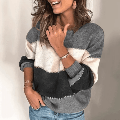 Striped Knit Sweater | Earthy Tones | Soft Acrylic Blend | Casual Comfort