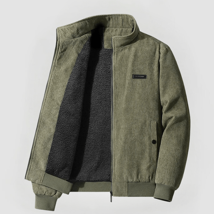 Men’s Corduroy Bomber Jacket | Fleece-Lined Zip Jacket for Fall & Winter