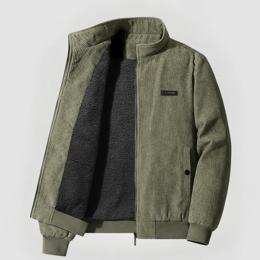 Men’s Corduroy Bomber Jacket | Fleece-Lined Zip Jacket for Fall & Winter