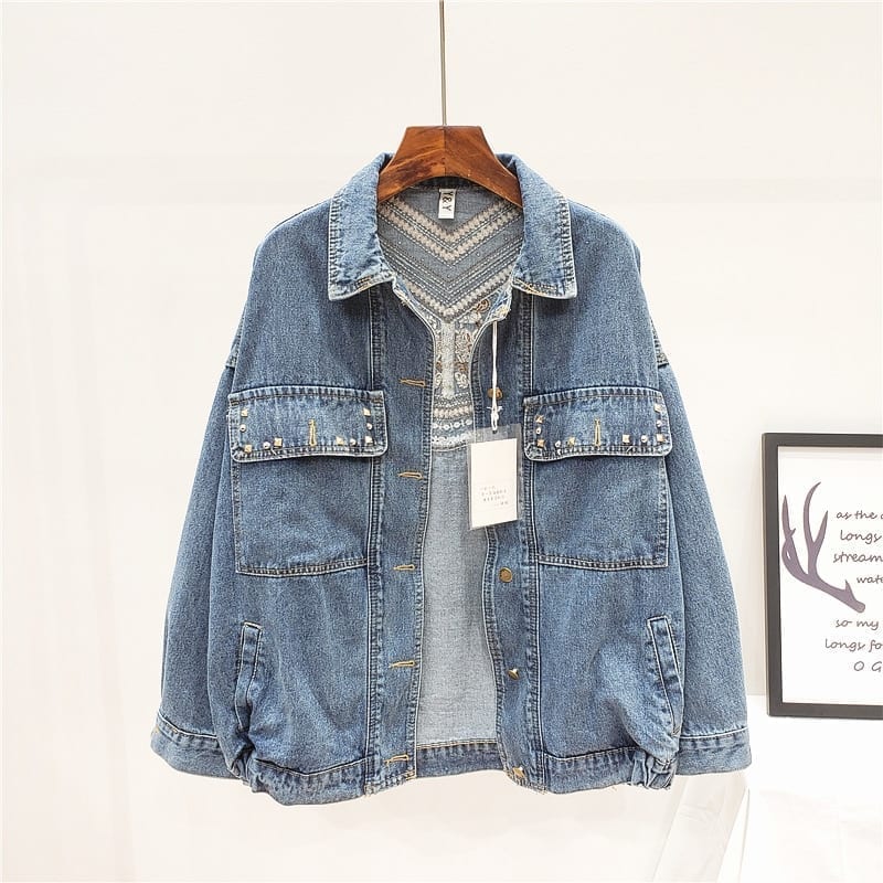 Embroidered Denim Jacket | Boho-Chic Design | Cotton Blend | Statement Outerwear