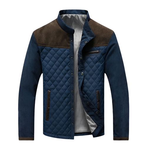 Men’s Quilted Jacket | Suede Contrast Shoulders | Casual Smart Outerwear