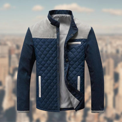 Men’s Quilted Jacket | Suede Contrast Shoulders | Casual Smart Outerwear