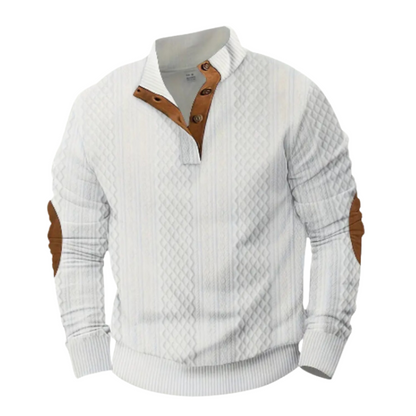 Men’s Quilted Pullover Sweater | Faux Suede Elbow Patches | Fall Casual Knitwear Canada