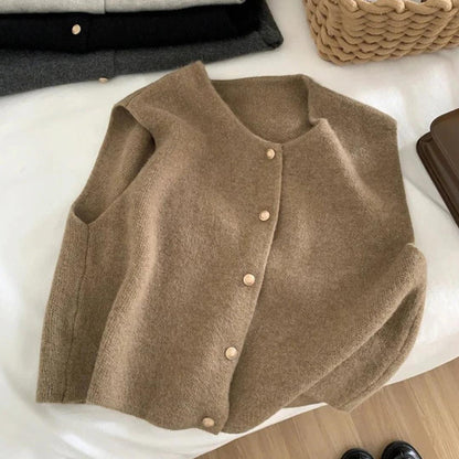 Textured Knit Vest | Button Front | Layer-Friendly Sleeveless Style