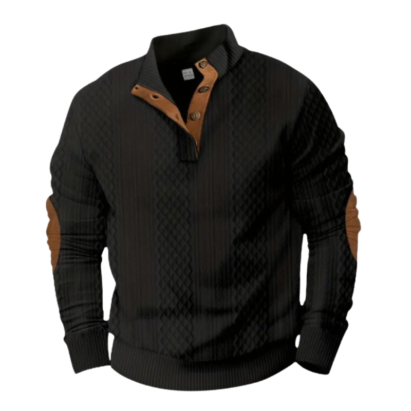 Men’s Quilted Pullover Sweater | Faux Suede Elbow Patches | Fall Casual Knitwear Canada