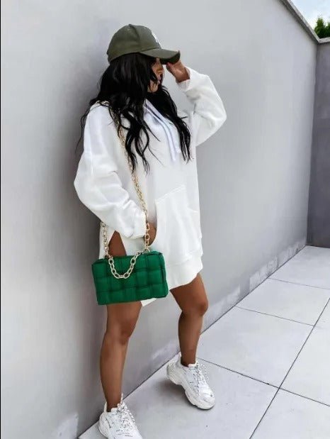 Oversized Hoodie Dress | Fleece-Lined | Kangaroo Pocket & Side Slits