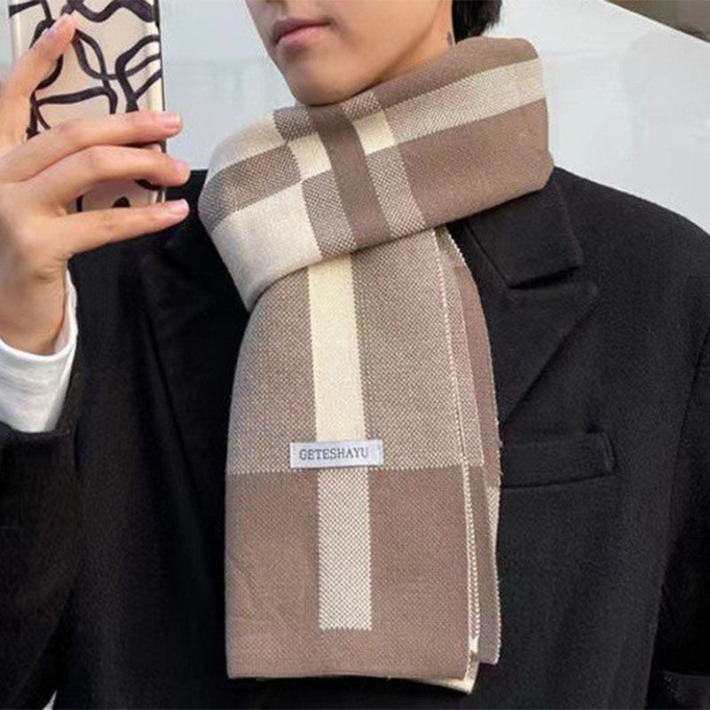 Men’s Striped Knit Scarf | Soft Acrylic Blend | Winter Accessory Essential