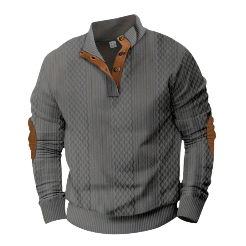 Men’s Quilted Pullover Sweater | Faux Suede Elbow Patches | Fall Casual Knitwear Canada