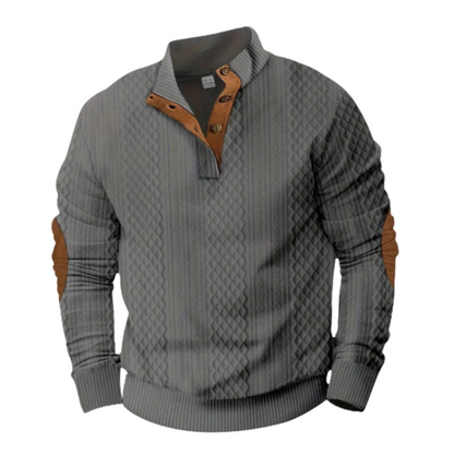 Men’s Quilted Pullover Sweater | Faux Suede Elbow Patches | Fall Casual Knitwear Canada