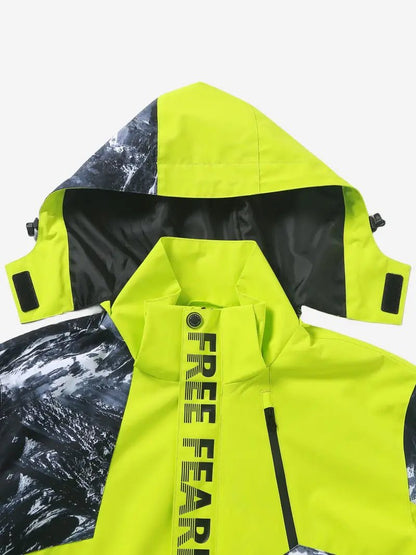 Men's High-Visibility Waterproof Jacket | Bold Graphic Design | Windproof & Lightweight | Outdoor Adventure