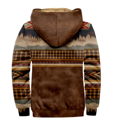Men’s Sherpa-Lined Hoodie Jacket | Patterned Outerwear | Warm Zip-Up
