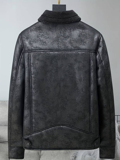 Men's Shearling Aviator Jacket | Genuine Leather | Warm Lined | Classic Flight Style