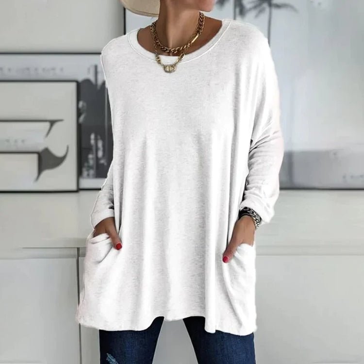 Relaxed Fit Tunic Top | Lightweight Knit | Side Pockets