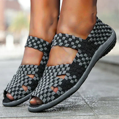 Woven Stretch Sandals | Multicolour Elastic Upper with Cushioned Sole