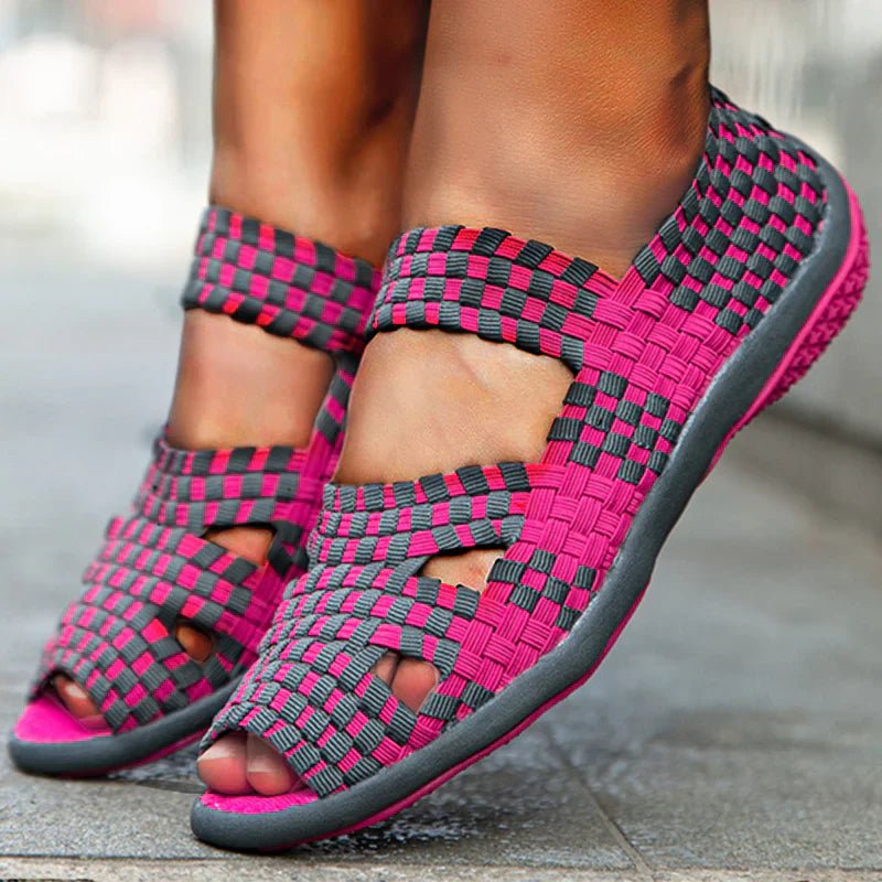 Woven Stretch Sandals | Multicolour Elastic Upper with Cushioned Sole