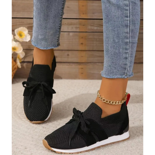 Knit Lace-Up Runners | Lightweight Slip-On Sneakers | Breathable Walking Design